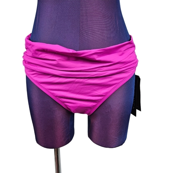 La Blanca Other - NWT La Blanca Hot Pink Island Goddess Shirred Band Hipster Bikini Bottom Size 10